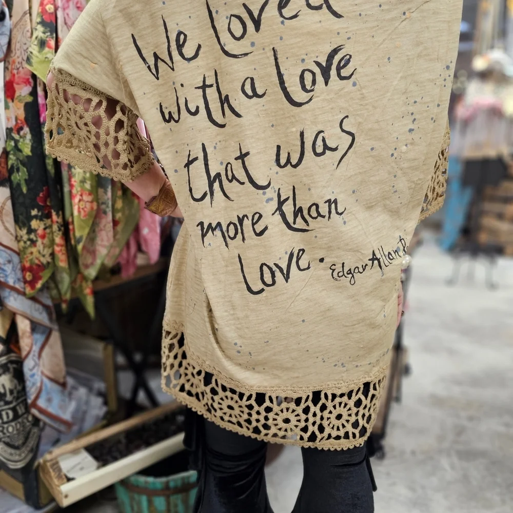 ***ONE LEFT***A Rare Bird Vintage Love Poetic Shirt Edgar Allen Poe quote - Picture 3 of 5